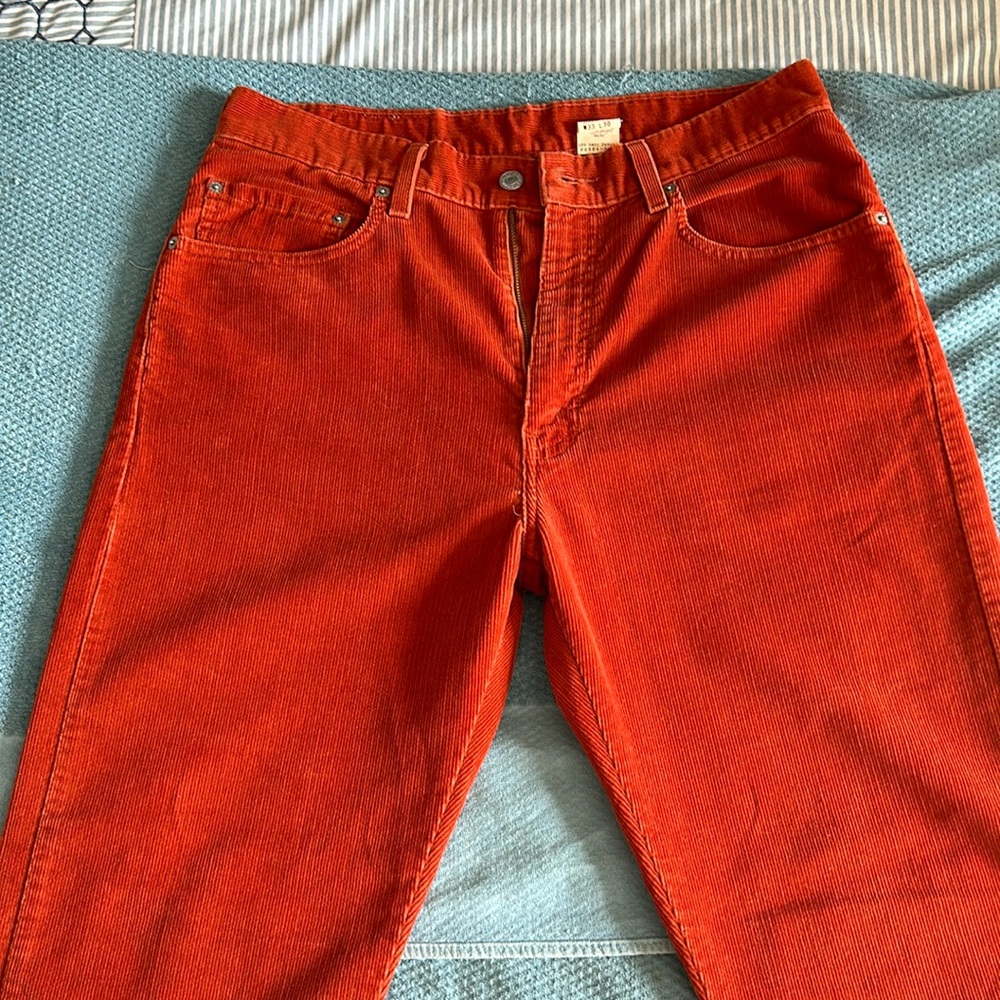Levi’s 505 corduroys, rare burnt orange/rust color
